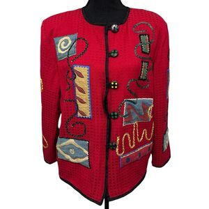 Vtg. Patchington Women's Size Medium Wearable Art‎ Abstract Print Jacket